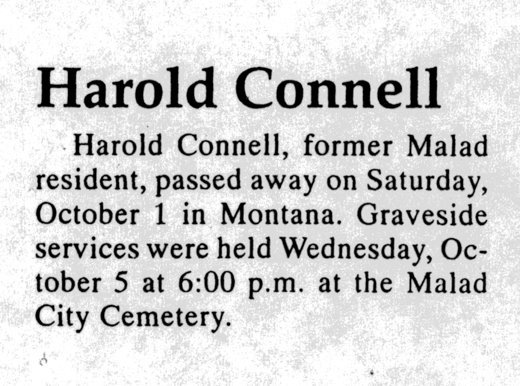 Harold Connell death notice