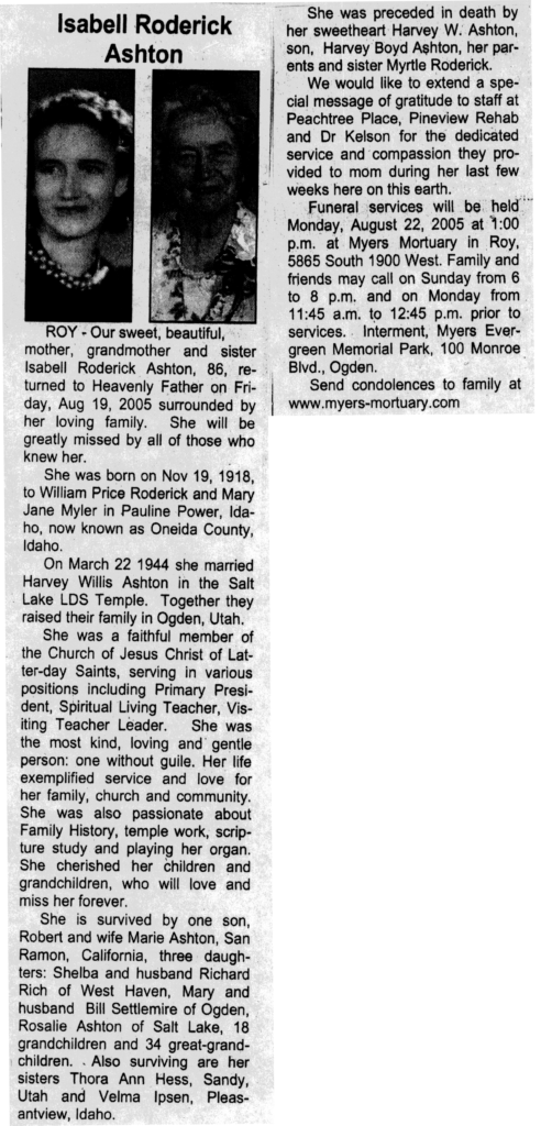 Isabell Roderick Ashton obit