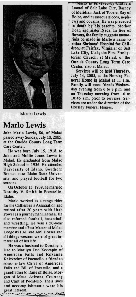 John Marlo Lewis obit