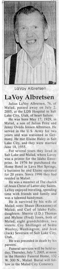 Julius LaVoy Albretsen obit