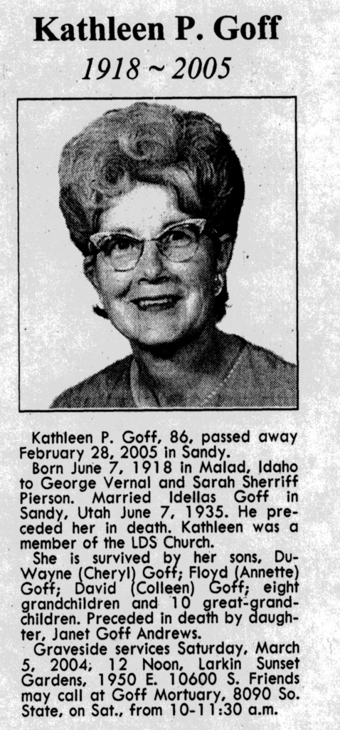 Kathleen P Guff obit