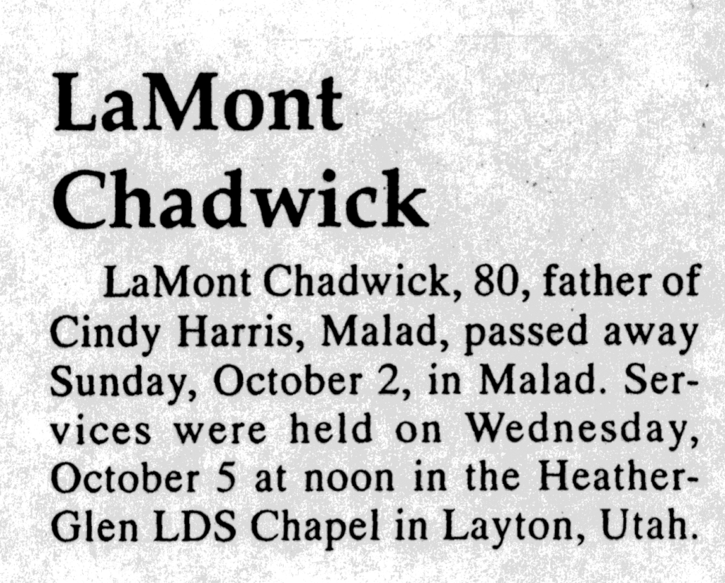 LaMont Chadwick death notice