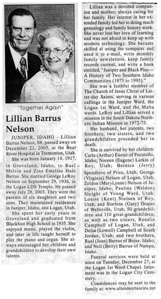 Lillian Barrus Nelson obit