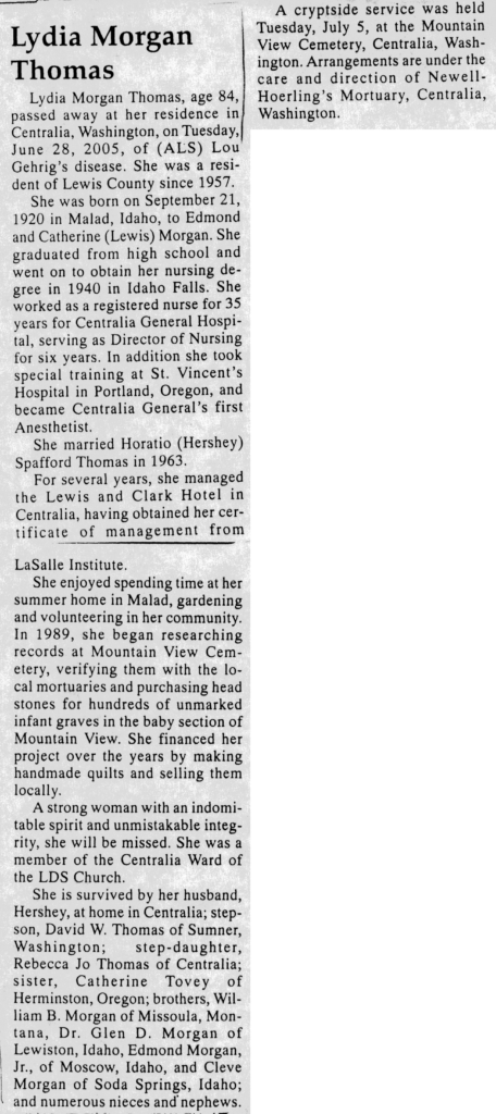 Lydia Morgan Thomas obit