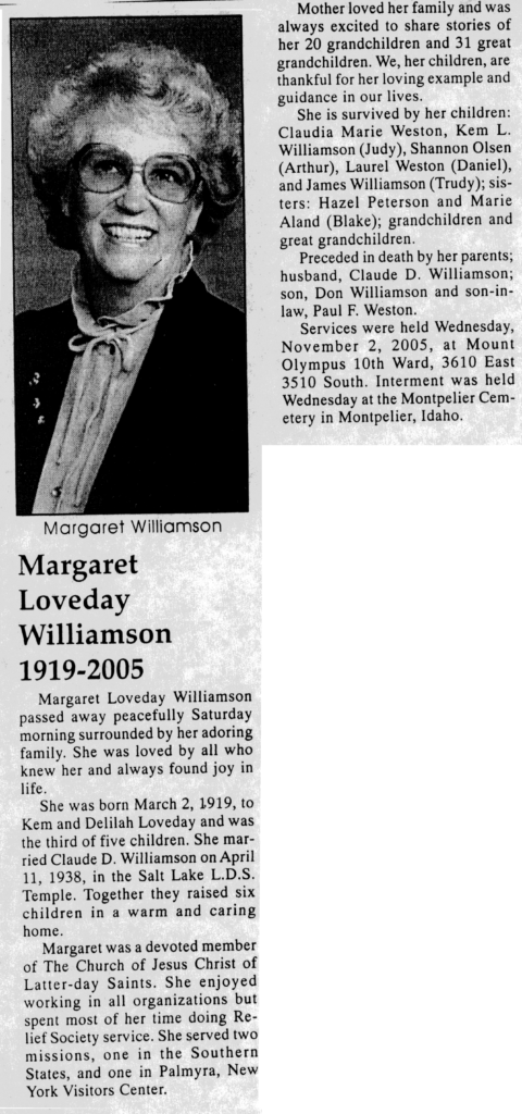 Margaret Loveday Williamson obit