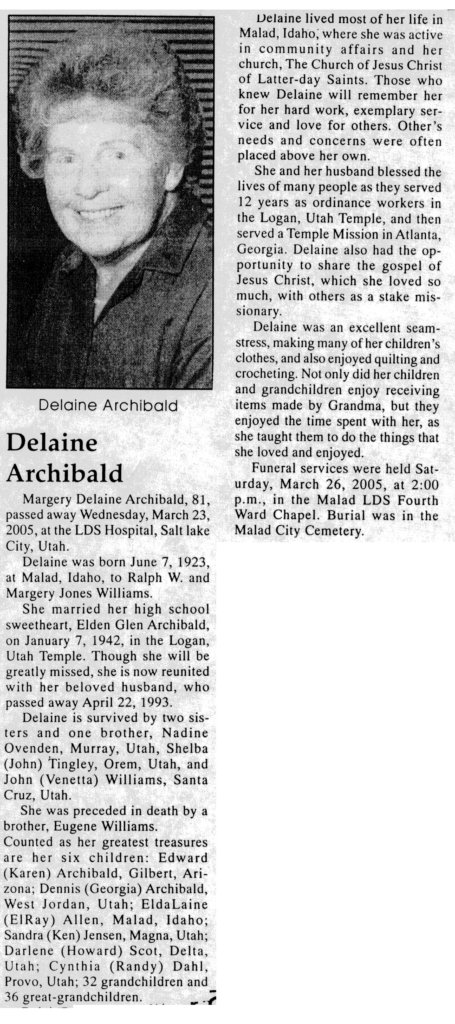 Margery Delaine Archibald obit