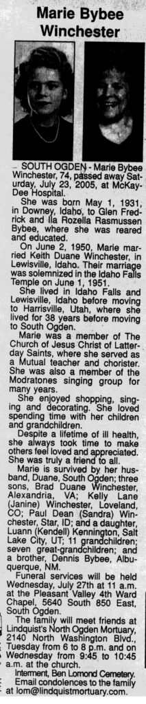 Marie Bybee Winchester obit