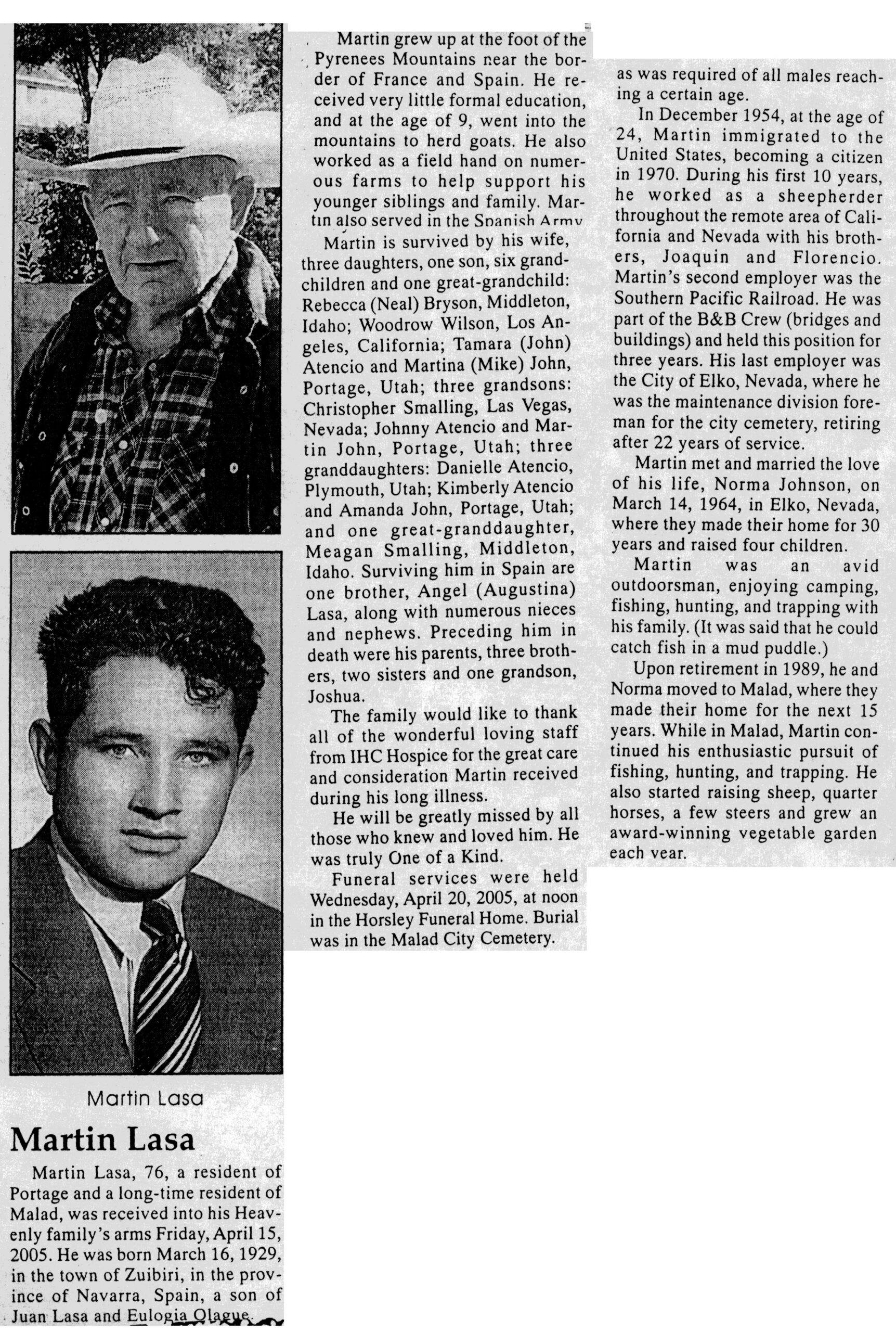 Martin Lasa obit