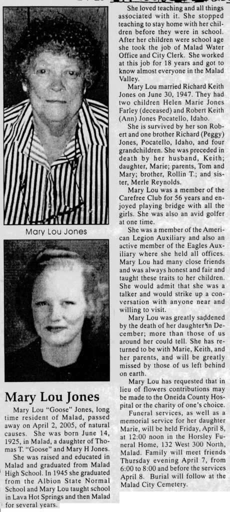 Mary Lou (Goose) Jones obit