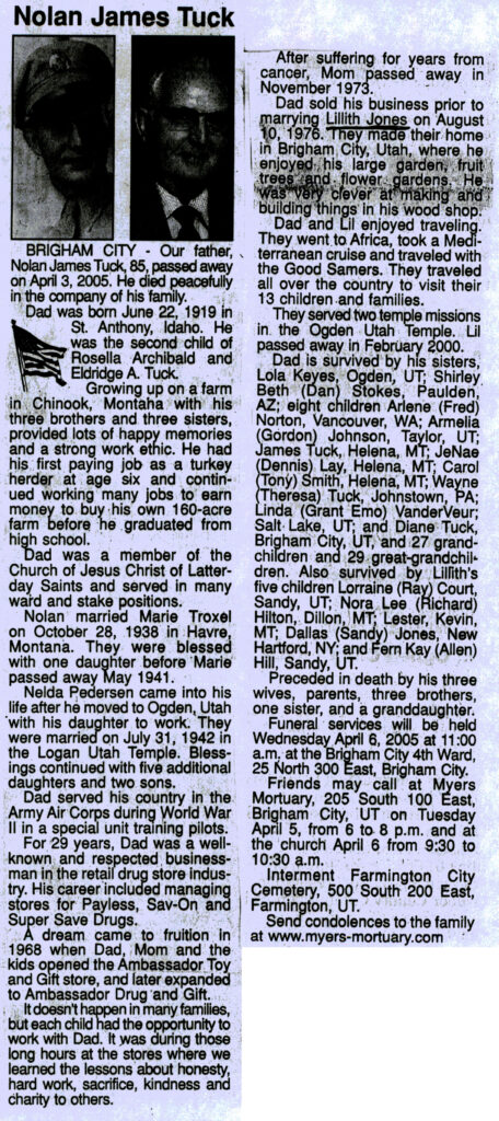 Nolan James Tuck obit