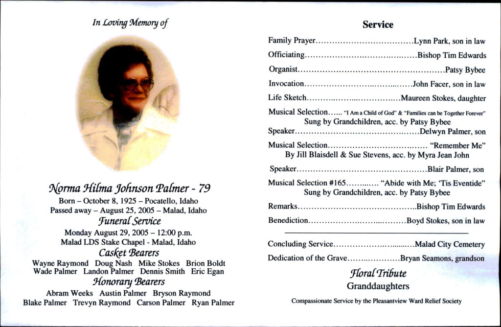 Norma Hilma Johnson Palmer program