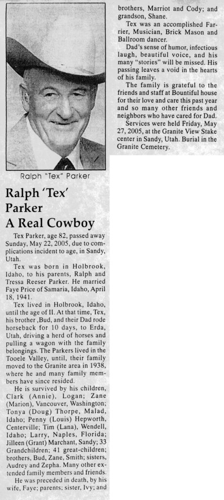 Ralph (Tex) Parker obit