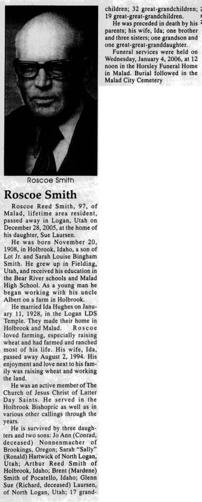 Roscoe Reed Smith obit
