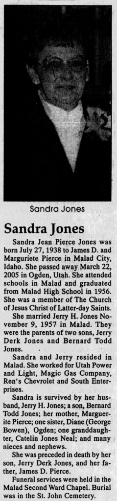 Sandra Jean Pierce Jones obit