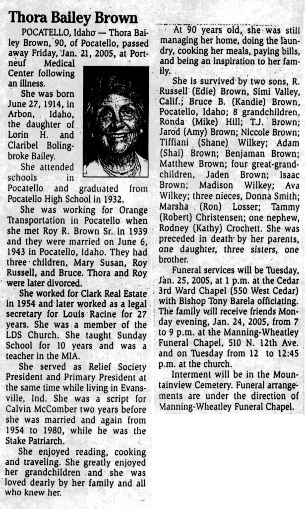 Thora Bailey Brown obit