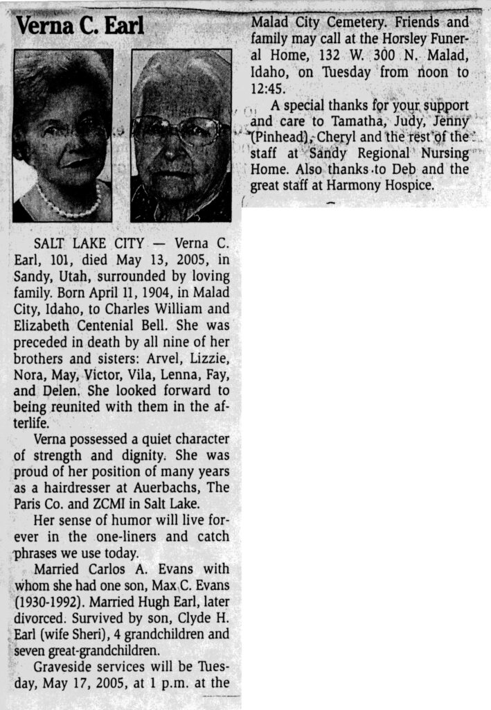 Verna C Earl obit