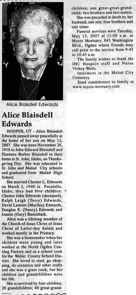 Alice Blaisdell Edwards obit