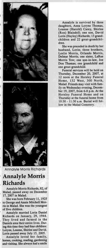 Annalyle Morris Richards obit