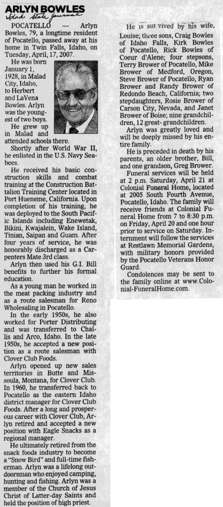 Arlyn Bowles obit