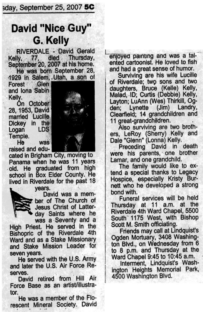 David Gerald Kelly obit