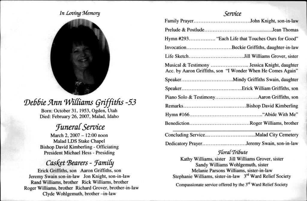 Debbie Ann Williams Griffiths program