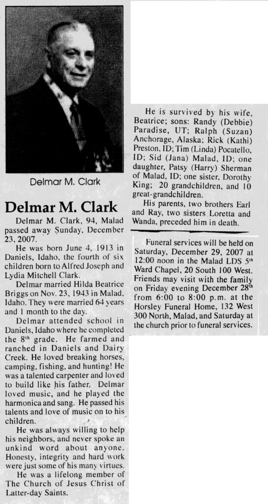 Delmar Mitchell Clark obit