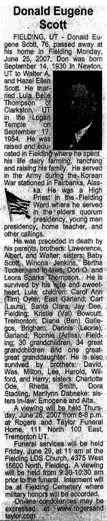 Donald Eugene Scott obit