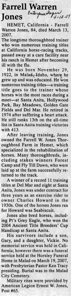 Farrell Warren Jones obit