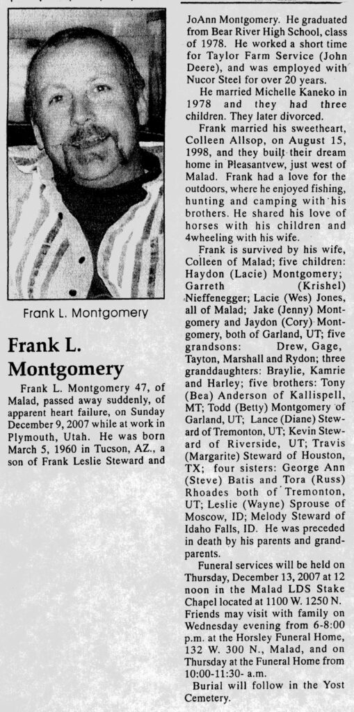 Frank L Montgomery obit