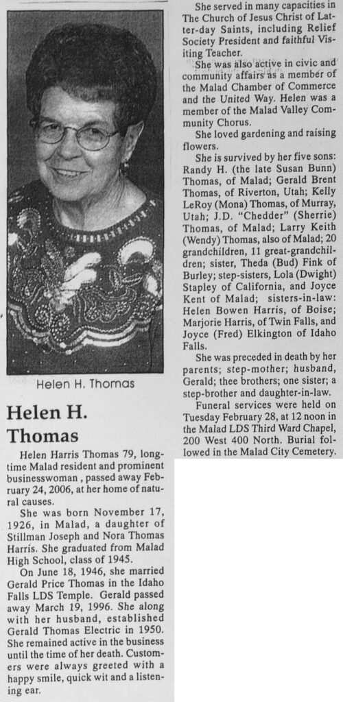 Helen Harris Thomas obit