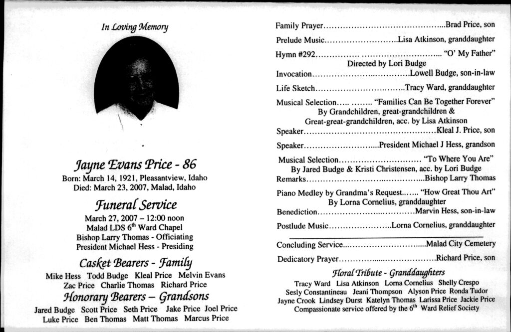 Jayne Evans Price program