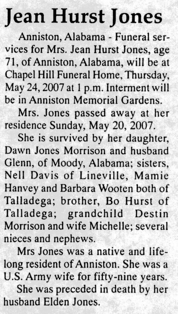 Jean Hurst Jones obit