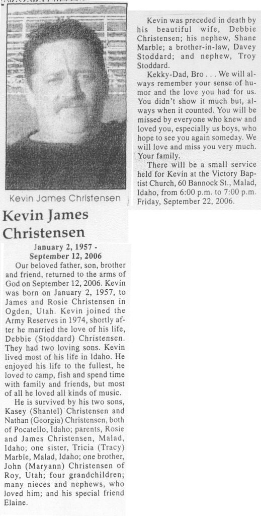 Kevin James Christensen obit