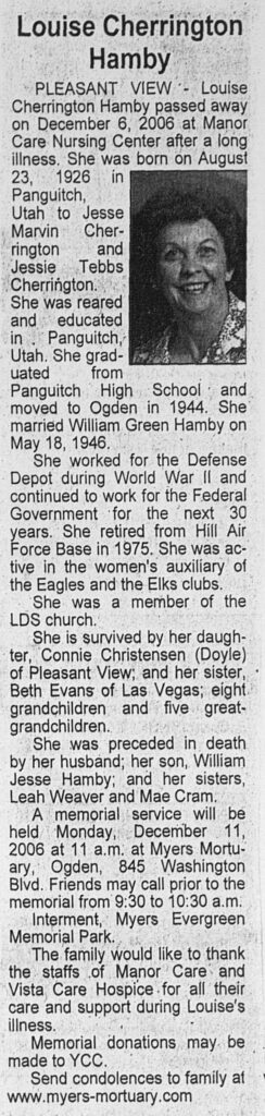 Louise Cherrington Hamby obit