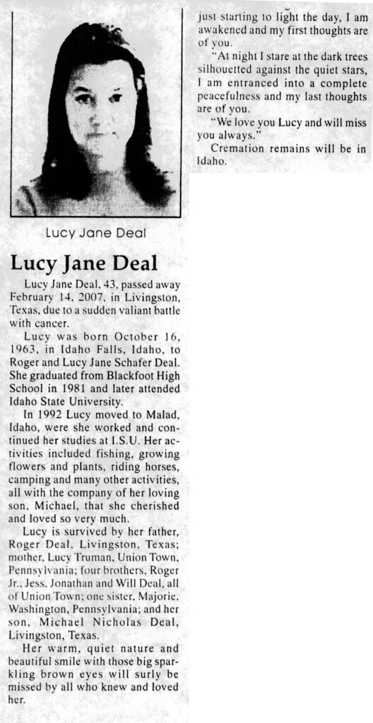 Lucy Jane Deal obit
