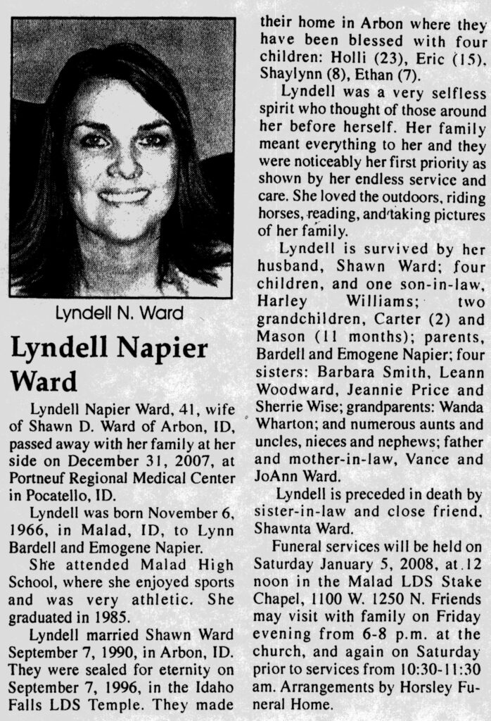 Lyndell Napier Ward obit