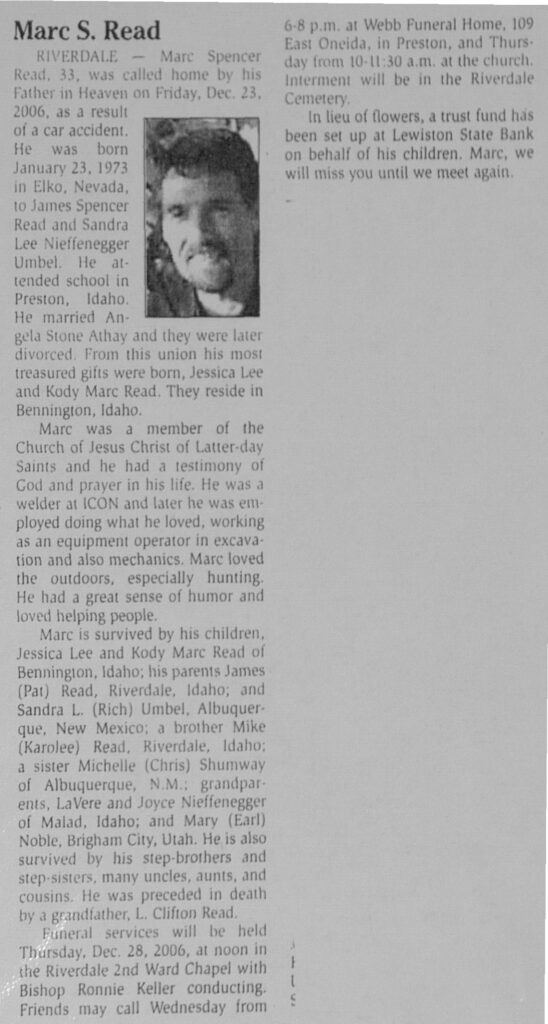 Marc Spencer Read obit