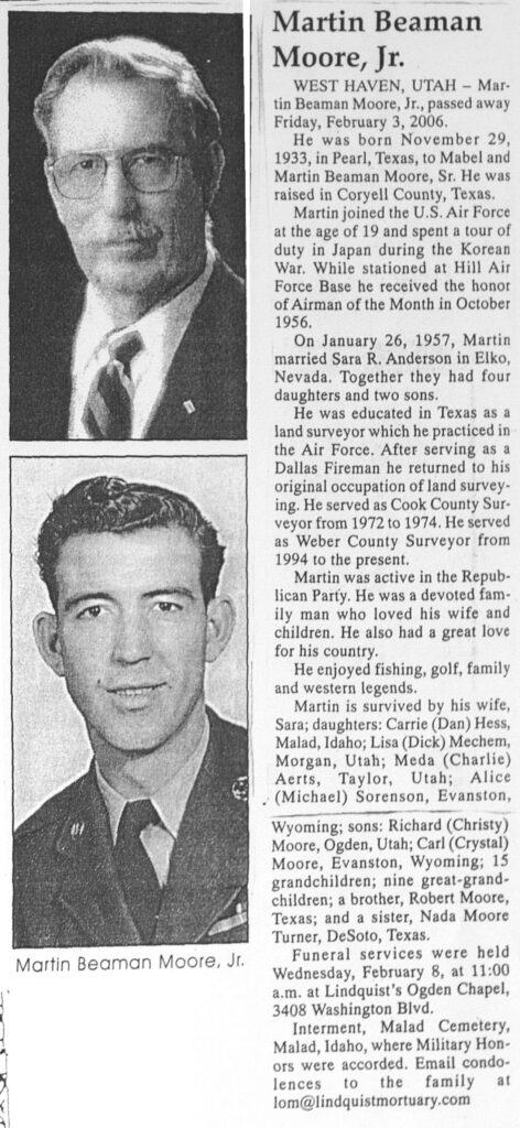Martin Beaman Moore Jr obit