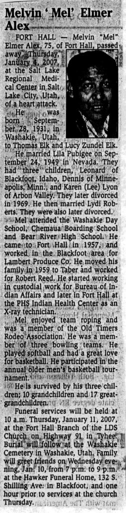 Melvin (Mel) Emer Alex obit