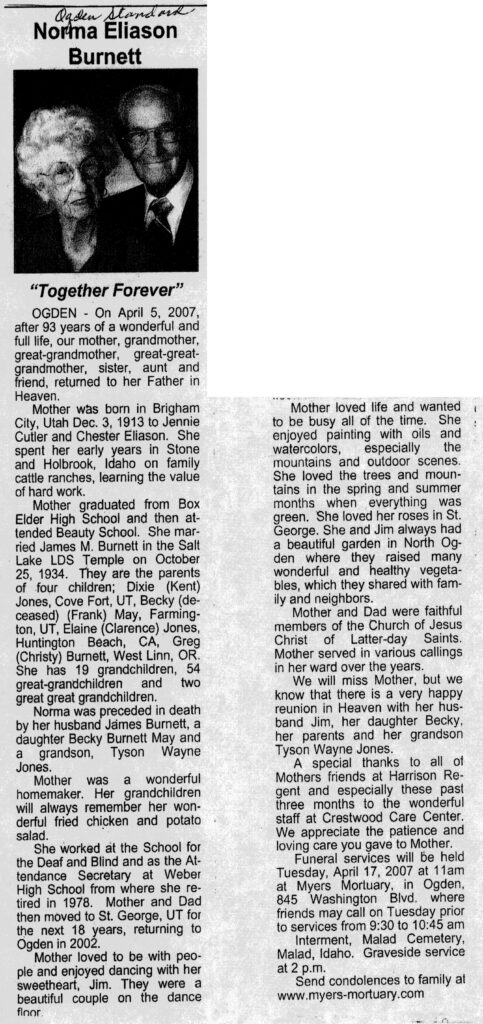 Norma Eliason Burnett obit