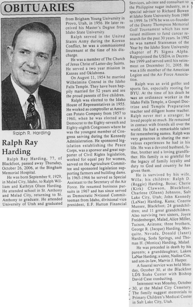 Ralph Ray Harding obit