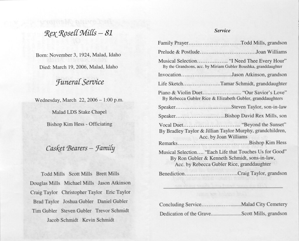 Rex Rosell Mills program