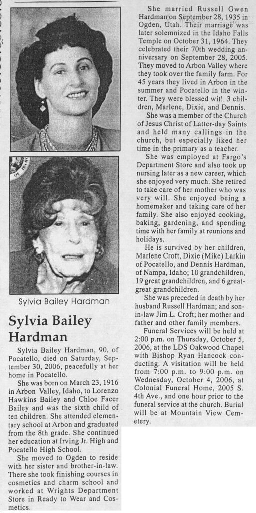 Sylvia Bailey Hardman obit