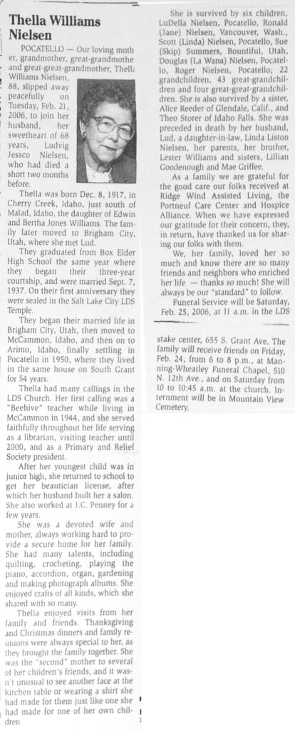 Thella Williams Nielsen obit