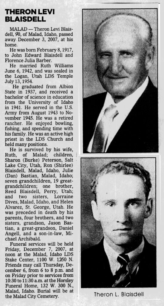 Theron Levi Blaisdell obit