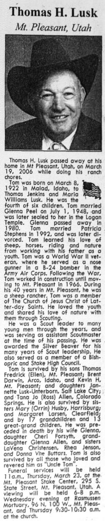 Thomas H Lusk obit