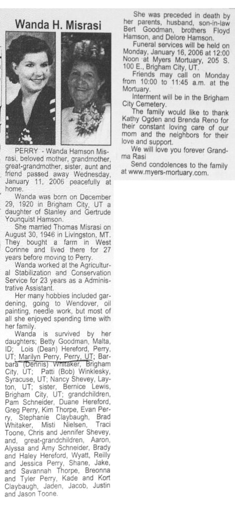 Wanda Hamson Misrasi obit