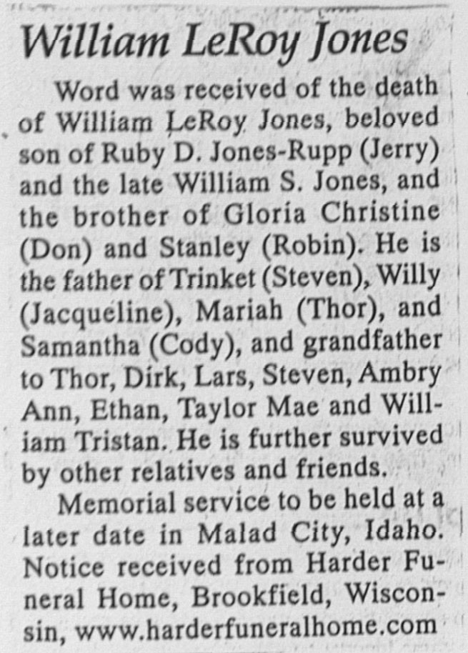 William LeRoy Jones obit