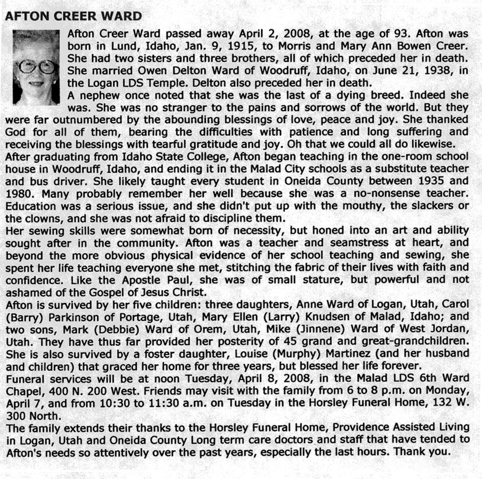 Afton Creer Ward obit2