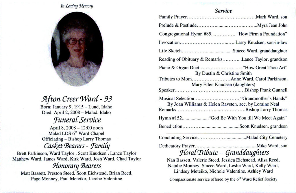 Afton Creer Ward program